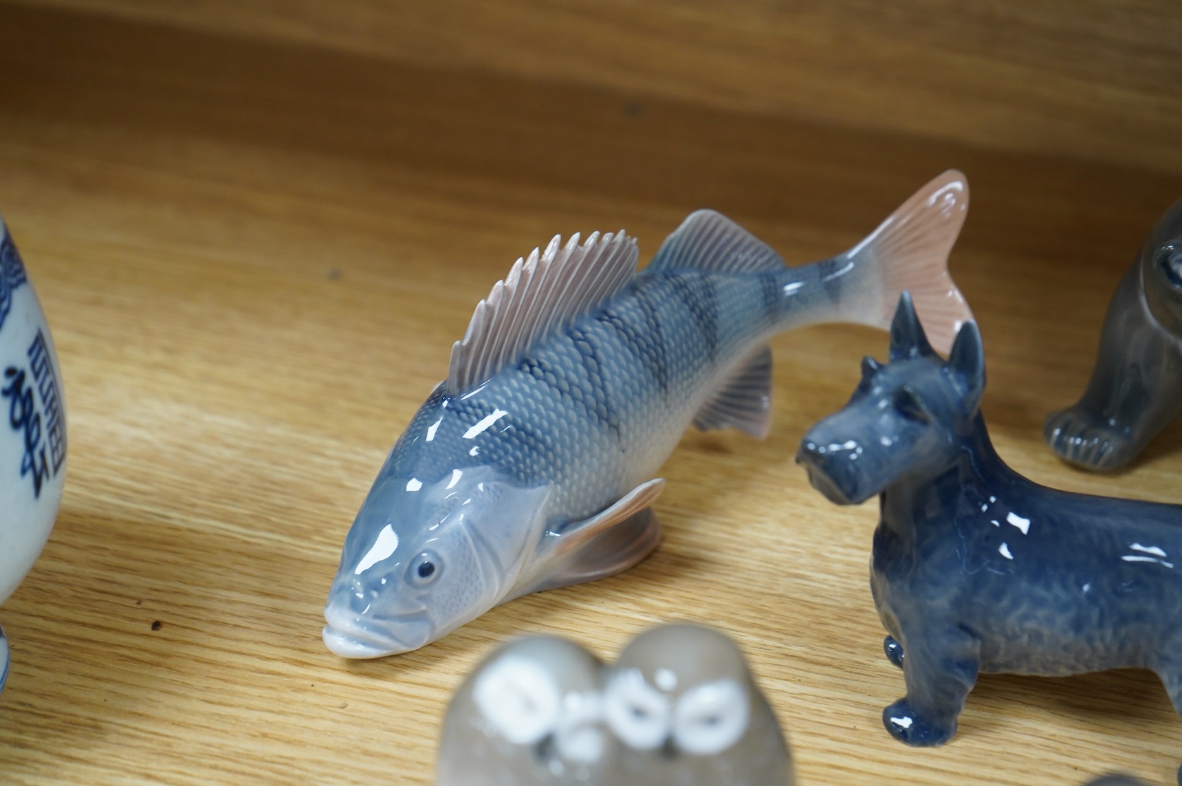 A group of seven Royal Copenhagen animals, tallest 18cm